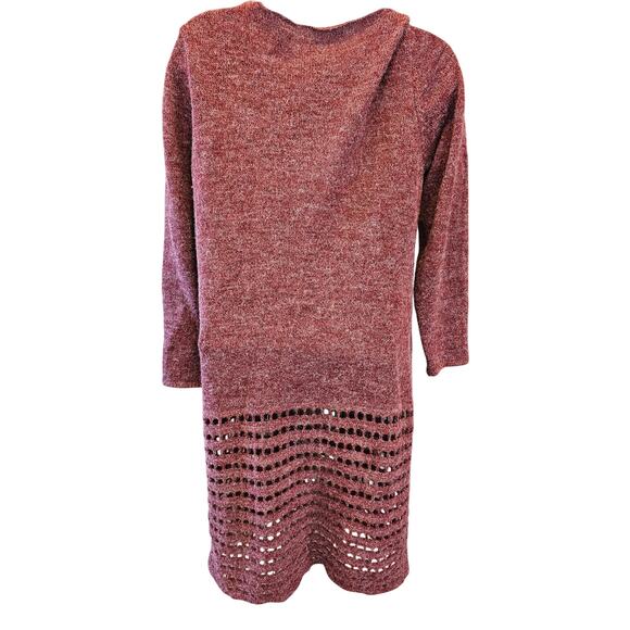 Soft surroundings PETITE Small PS red cut out mock wool open knit cardigan EUC - Picture 3 of 9